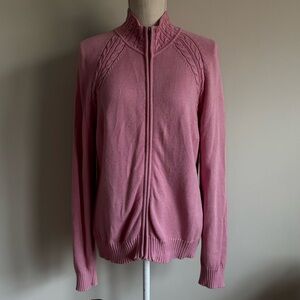 Full Zip Cardigan Sweater Jacket Pink